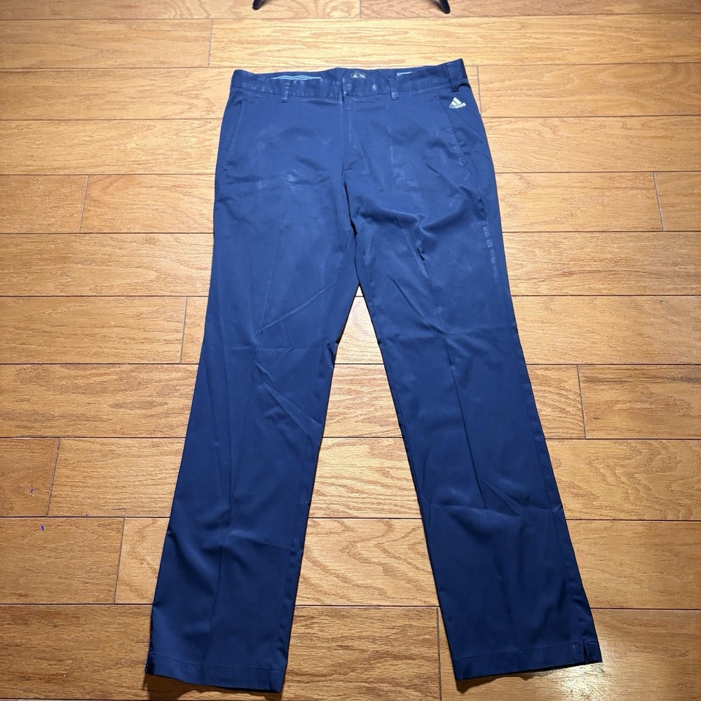 Adidas Golf Men's 36x34 Navy Performance Pants Pleated Front Straight Leg
